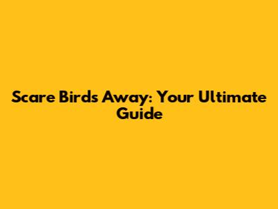 **Scare Birds Away: Your Ultimate Guide**