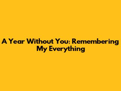 A Year Without You: Remembering My Everything