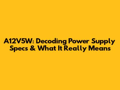 A12V5W: Decoding Power Supply Specs & What It Really Means
