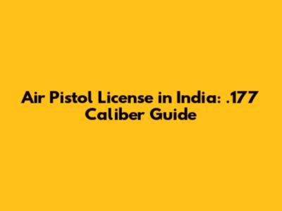 Air Pistol License in India: .177 Caliber Guide