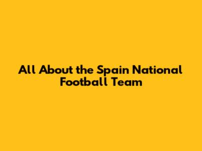 All About the Spain National Football Team
