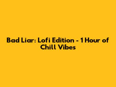Bad Liar: Lofi Edition - 1 Hour of Chill Vibes