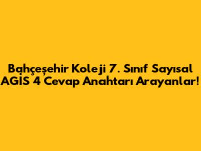 Bahçeşehir Koleji 7. Sınıf Sayısal AGİS 4 Cevap Anahtarı Arayanlar!