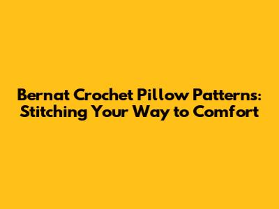 Bernat Crochet Pillow Patterns: Stitching Your Way to Comfort