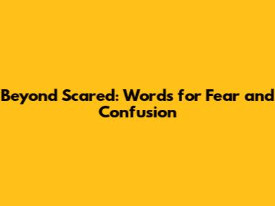 Beyond "Scared": Words for Fear and Confusion