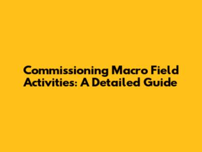 Commissioning Macro Field Activities: A Detailed Guide