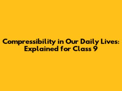 Compressibility in Our Daily Lives: Explained for Class 9