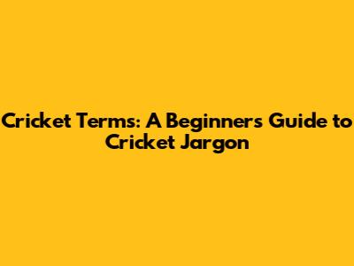 Cricket Terms: A Beginner's Guide to Cricket Jargon