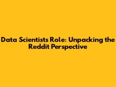 Data Scientist's Role: Unpacking the Reddit Perspective