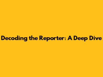 Decoding the Reporter: A Deep Dive