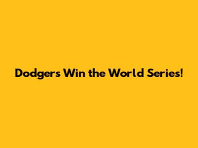 Dodgers Win the World Series!