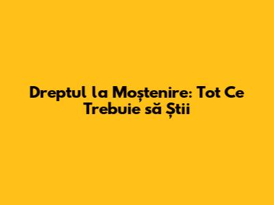 Dreptul la Moștenire: Tot Ce Trebuie să Știi