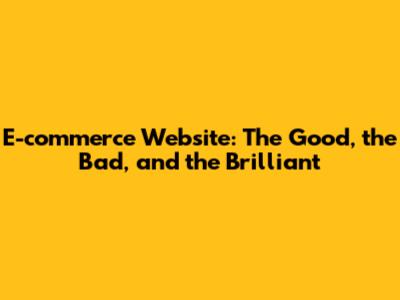 E-commerce Website: The Good, the Bad, and the Brilliant