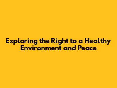 Exploring the Right to a Healthy Environment and Peace