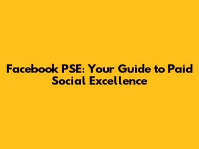 Facebook PSE: Your Guide to Paid Social Excellence