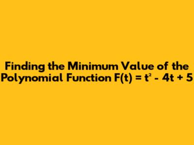 Finding the Minimum Value of the Polynomial Function F(t) = t² - 4t + 5