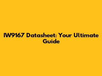 IW9167 Datasheet: Your Ultimate Guide