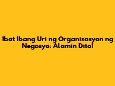 Iba't Ibang Uri ng Organisasyon ng Negosyo: Alamin Dito!