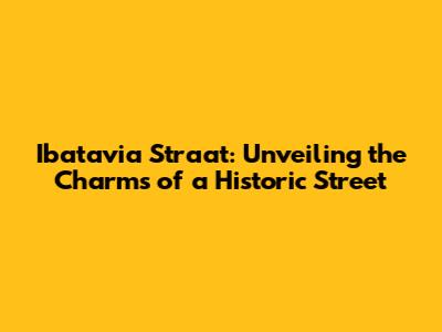 Ibatavia Straat: Unveiling the Charms of a Historic Street