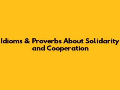 Idioms & Proverbs About Solidarity and Cooperation