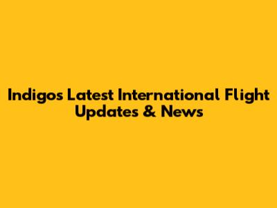 Indigo's Latest International Flight Updates & News