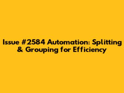 Issue #2584 Automation: Splitting & Grouping for Efficiency