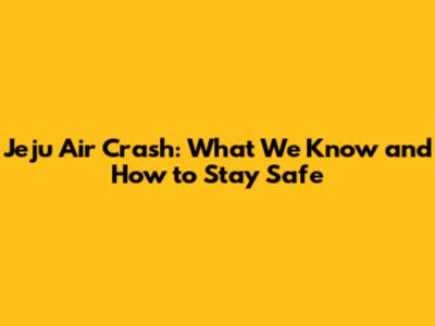 Jeju Air Crash: What We Know and How to Stay Safe