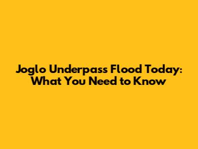 Joglo Underpass Flood Today: What You Need to Know