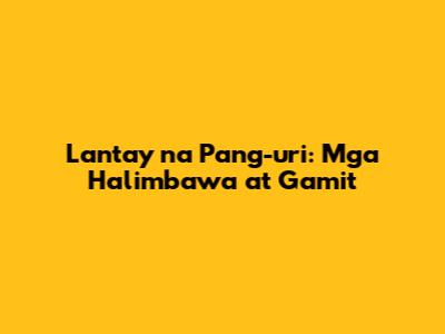 Lantay na Pang-uri: Mga Halimbawa at Gamit