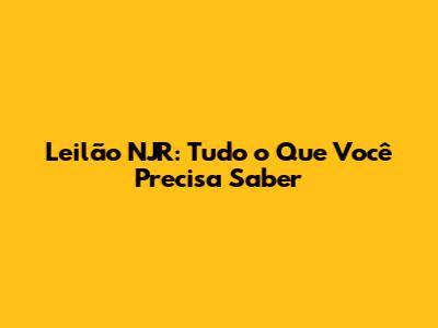 Leilão NJR: Tudo o Que Você Precisa Saber