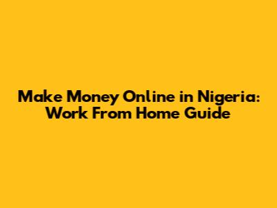 Make Money Online in Nigeria: Work From Home Guide