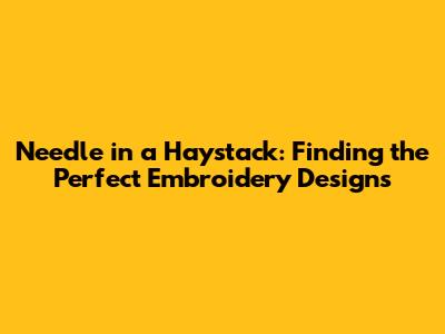 Needle in a Haystack: Finding the Perfect Embroidery Designs