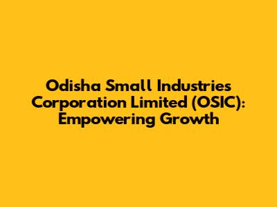 Odisha Small Industries Corporation Limited (OSIC): Empowering Growth