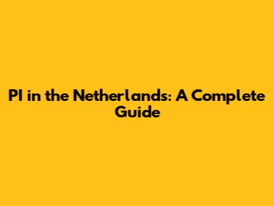 PI in the Netherlands: A Complete Guide