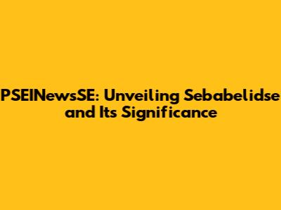 PSEINewsSE: Unveiling Sebabelidse and Its Significance