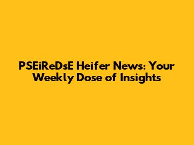 PSEiReDsE Heifer News: Your Weekly Dose of Insights