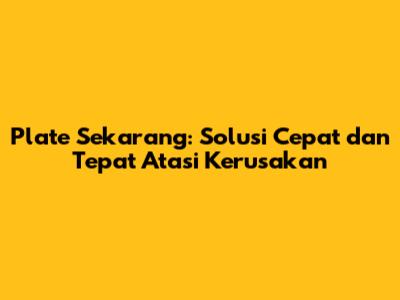 Plate Sekarang: Solusi Cepat dan Tepat Atasi Kerusakan