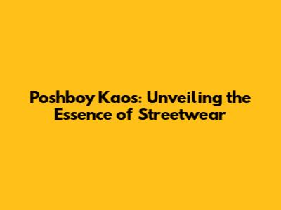 Poshboy Kaos: Unveiling the Essence of Streetwear