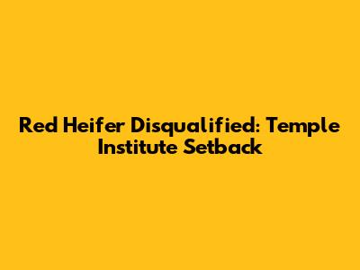 Red Heifer Disqualified: Temple Institute Setback