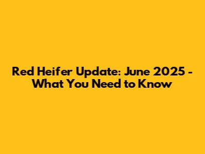 Red Heifer Update: June 2025 - What You Need to Know