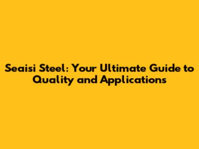 Seaisi Steel: Your Ultimate Guide to Quality and Applications