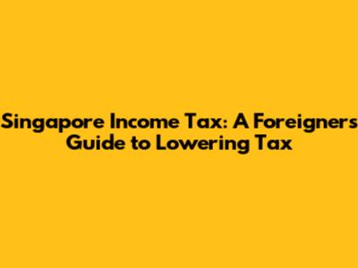 Singapore Income Tax: A Foreigner's Guide to Lowering Tax