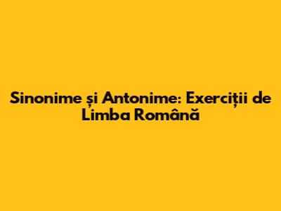 Sinonime și Antonime: Exerciții de Limba Română