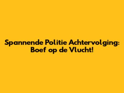 Spannende Politie Achtervolging: Boef op de Vlucht!