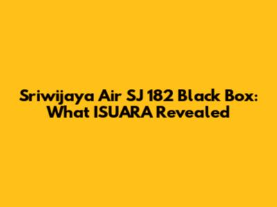 Sriwijaya Air SJ 182 Black Box: What ISUARA Revealed