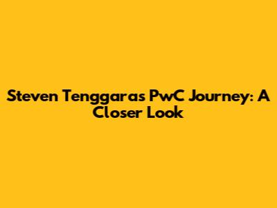Steven Tenggara's PwC Journey: A Closer Look