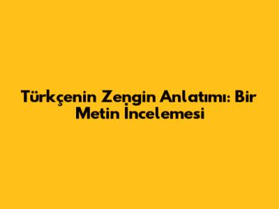 Türkçe'nin Zengin Anlatımı: Bir Metin İncelemesi