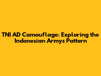 TNI AD Camouflage: Exploring the Indonesian Army's Pattern