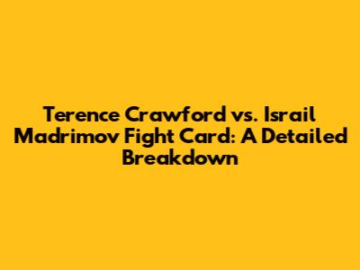 Terence Crawford vs. Israil Madrimov Fight Card: A Detailed Breakdown