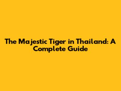 The Majestic Tiger in Thailand: A Complete Guide